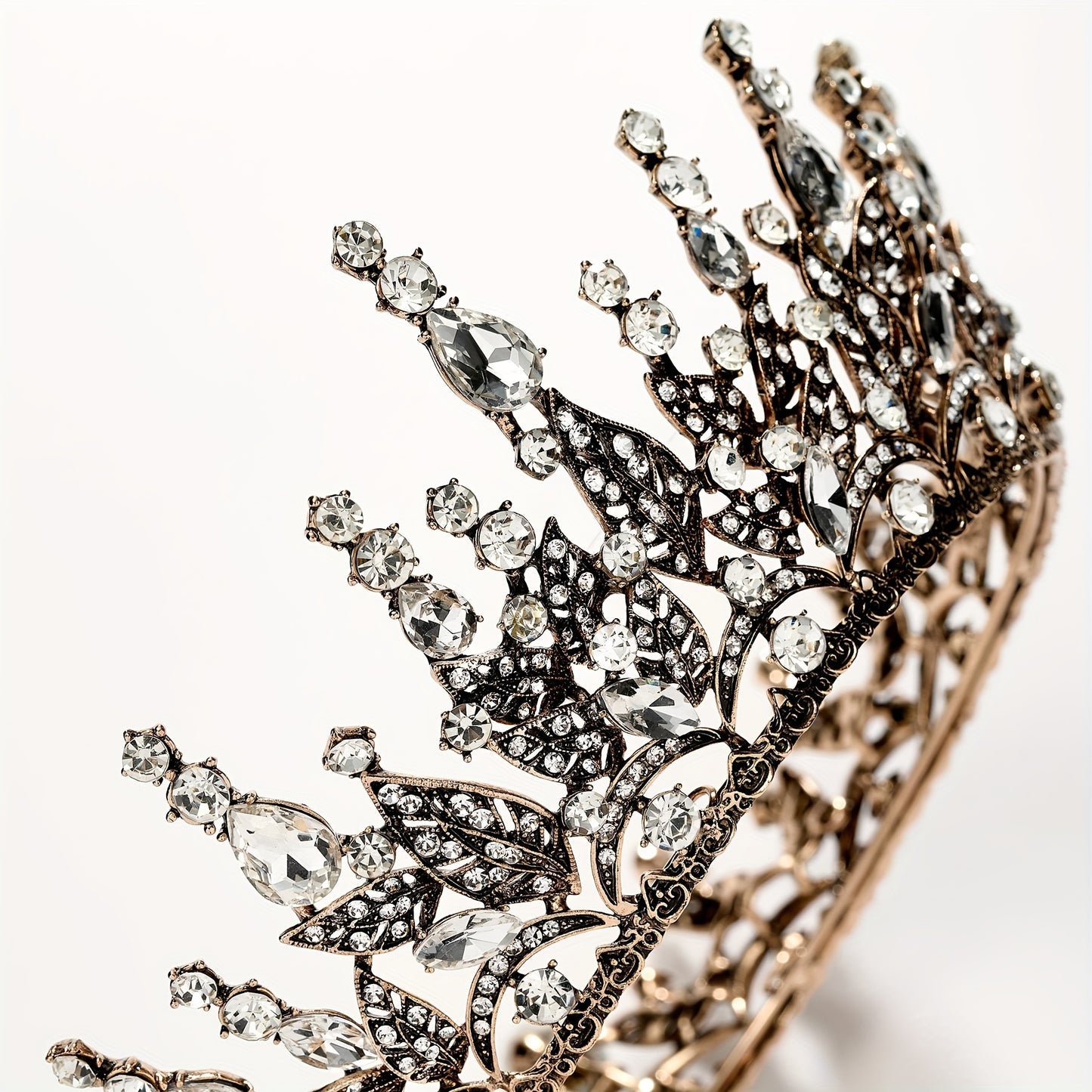 SWEETV Queen Crown For Women, Wedding Crown For Bride, Gothic Tiara Headpiece, Rhinestone Decor Hair Accessories For Birthday Cosplay Party Prom