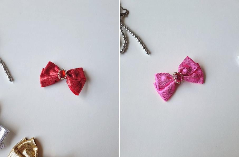 Sparkle Jewel Long-Lasting Pearly Shiny Bling Bow Ribbon Clip Korean Pet Accessory [with Pinkluvme]