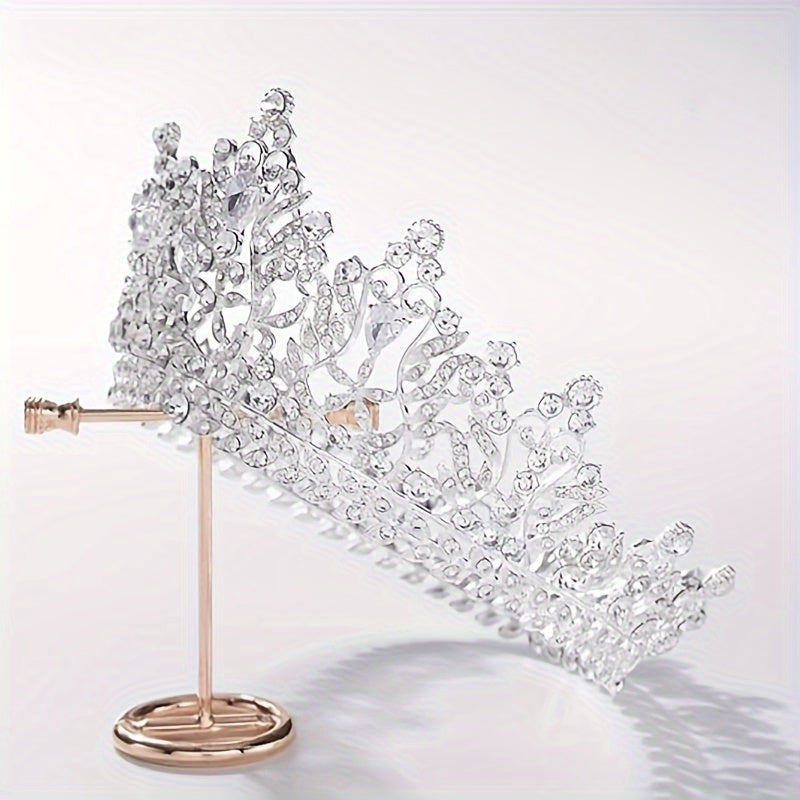 Full Round Imitation Crystal Queen Crown Rhinestone Bride Crown Headband Grand Ball Wedding Hair Accessories