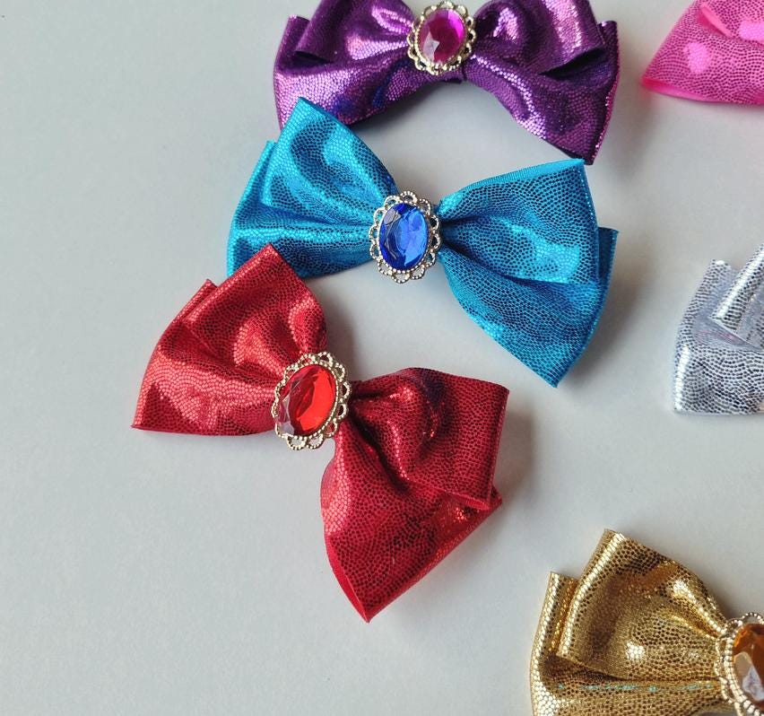 Sparkle Jewel Long-Lasting Pearly Shiny Bling Bow Ribbon Clip Korean Pet Accessory [with Pinkluvme]