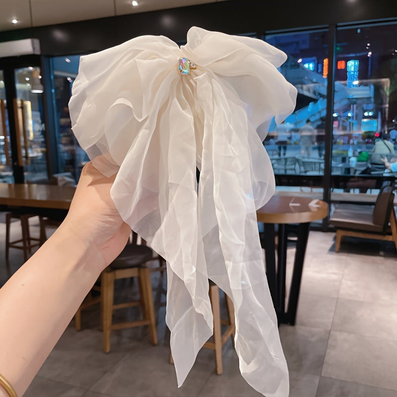 1pc Elegant Muti Layer Mesh Bowknot Hair Clip Sparkling Rhinestone Decorative Hair Barrette Trendy Hair Accessories For Women And daily uses