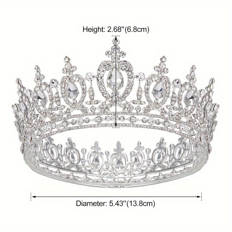 Exquisite Crystal Queen Crown - Sparkling Rhinestone Tiara for Women, Bridal Party, Pageant, Wedding Hair Accessories, Silver Plated, Durable, Adjustable, Comfortable, Ideal for Brides, Birthday Girls, and Queens