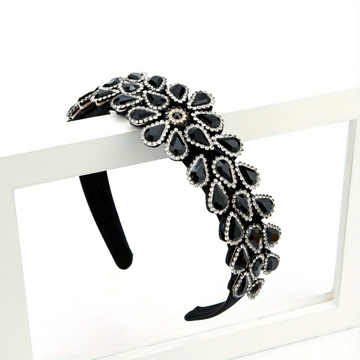 Crystal Rhinestone Handmade Headband Female Baroque Retro Wide-Brimmed Headband Hair Accessories