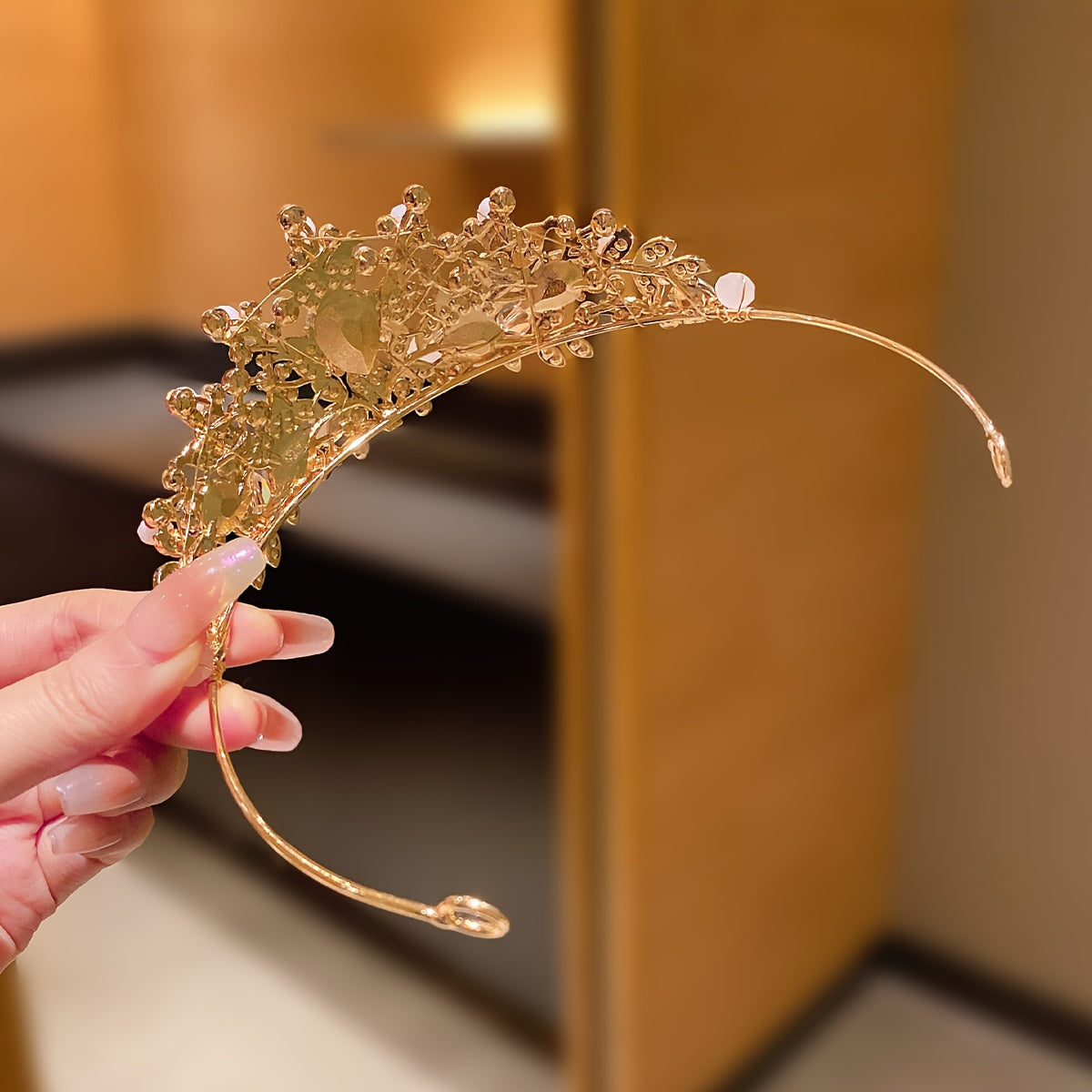 1pc Alloy Rhinestone Big Crown Hair Hoop, Girls Performance Princess Birthday Hair Accessories