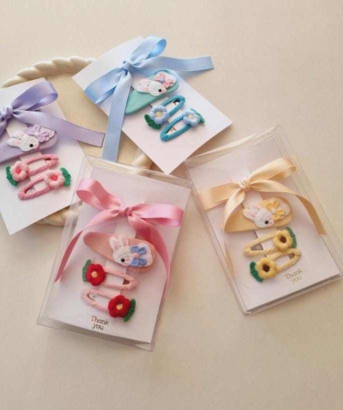 Girl Spring Flower Hair Snap Clip Handmade Spring Stitched Embroidered Flower Handwrapped Hair Clip Made in South Korea [with Pinkluvme]