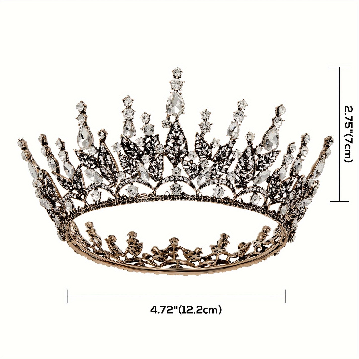 SWEETV Queen Crown For Women, Wedding Crown For Bride, Gothic Tiara Headpiece, Rhinestone Decor Hair Accessories For Birthday Cosplay Party Prom