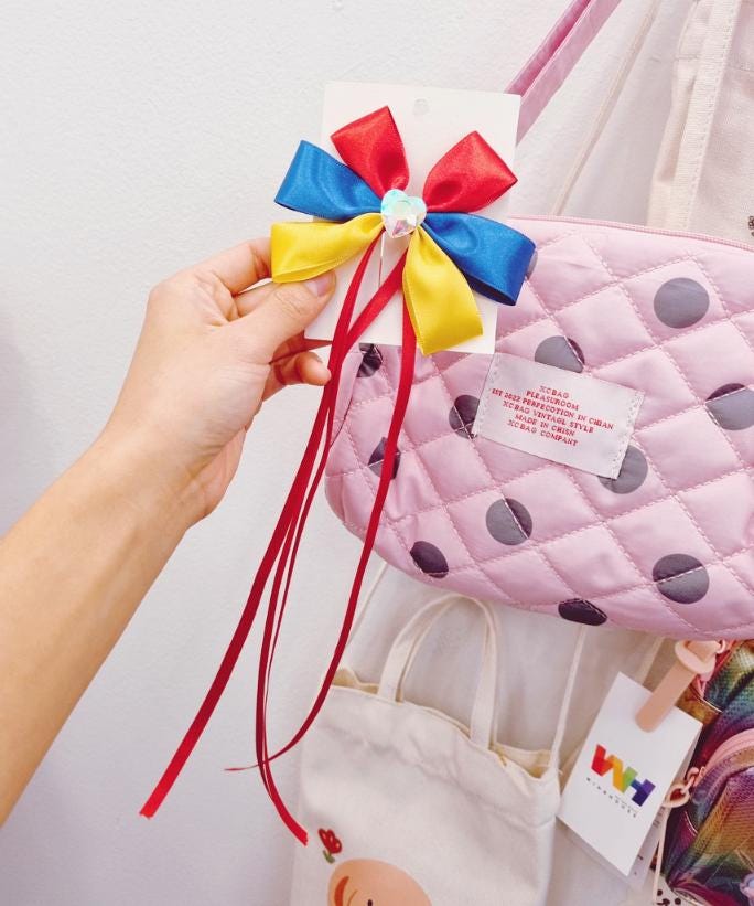 Girl Bow Hair Pin Girl Bow Hair Clip Snow White Hair Pin Long Tail Ribbon Bow Hair Clip Girl Bow Ribbon [with Pinkluvme]