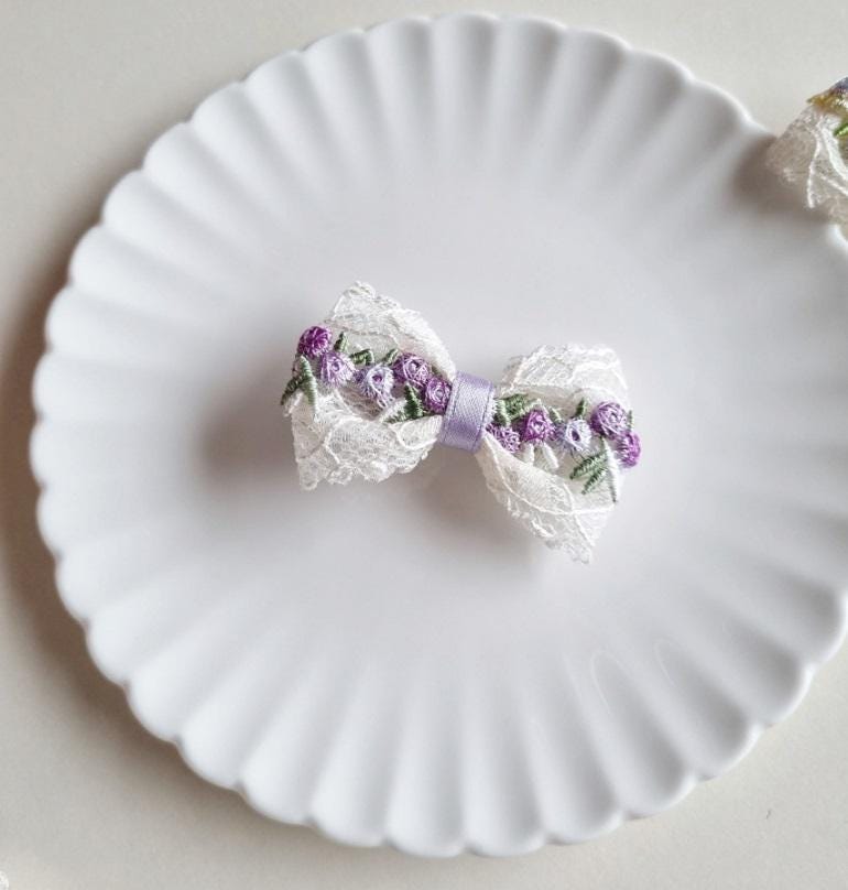 Spring Lace Floral Ribbon Flower Bow Hair Pin [with Pinkluvme]