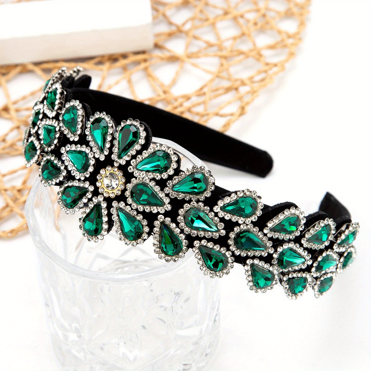 Crystal Rhinestone Handmade Headband Female Baroque Retro Wide-Brimmed Headband Hair Accessories