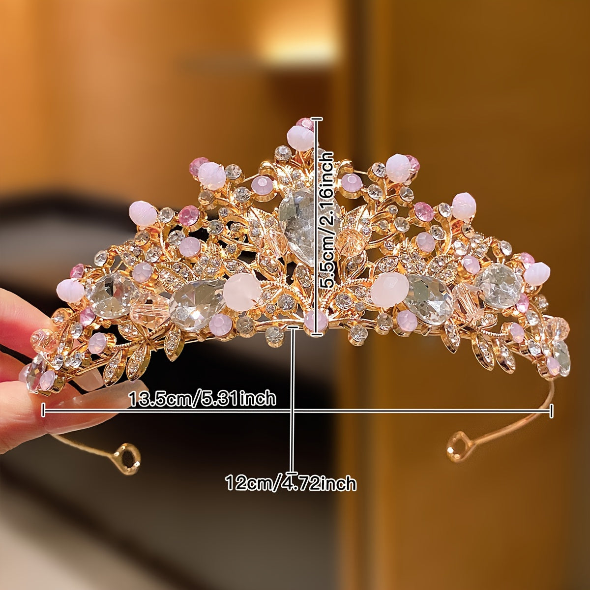 1pc Alloy Rhinestone Big Crown Hair Hoop, Girls Performance Princess Birthday Hair Accessories