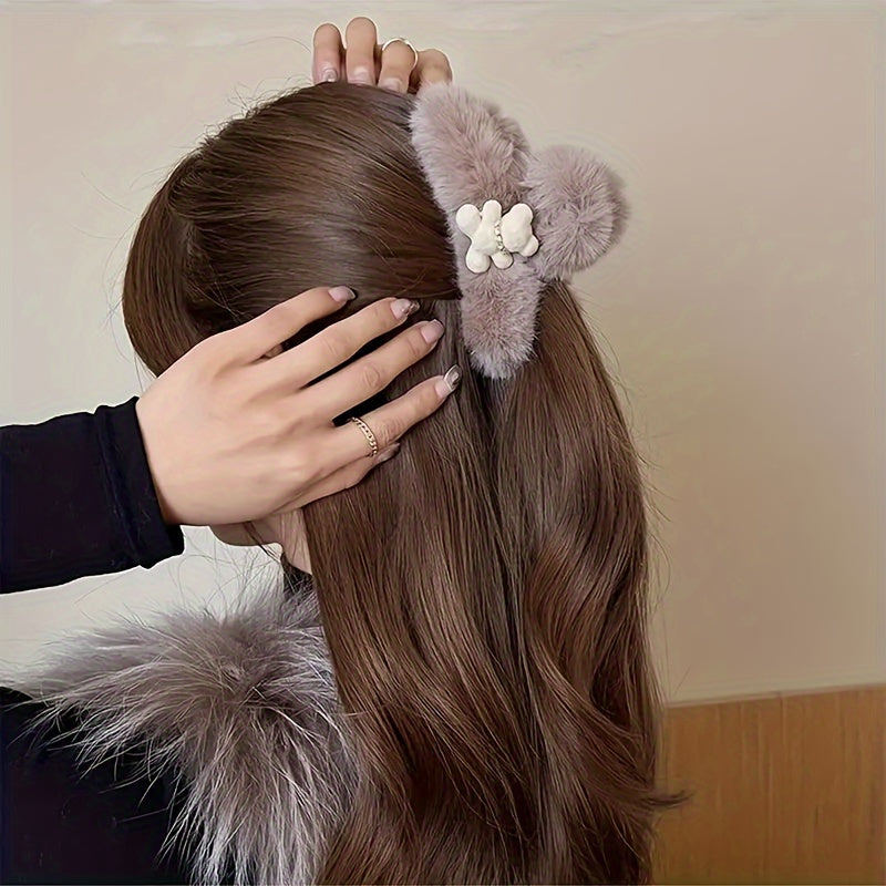 1/2/3pcs Plush Cute Bear Hair Clip Headwear Hair Accessories For Girls