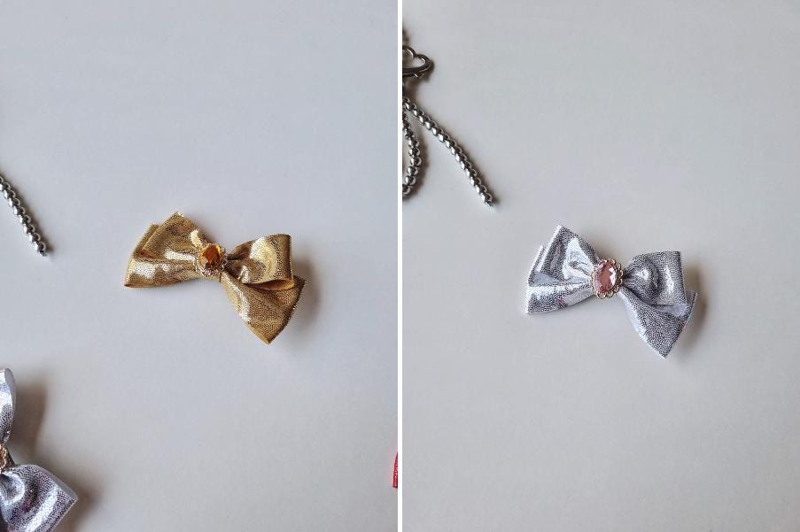 Sparkle Jewel Long-Lasting Pearly Shiny Bling Bow Ribbon Clip Korean Pet Accessory [with Pinkluvme]