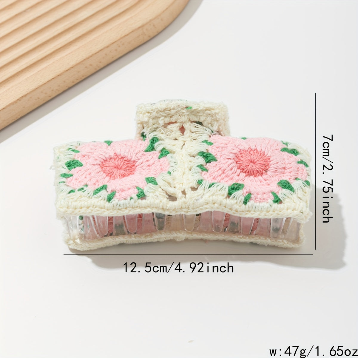 Handmade Crochet Floral Plush Hair Claw – Big Soft Flower Clip