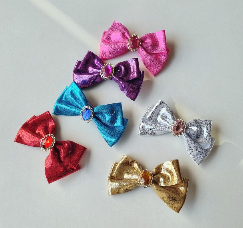 Sparkle Jewel Long-Lasting Pearly Shiny Bling Bow Ribbon Clip Korean Pet Accessory [with Pinkluvme]