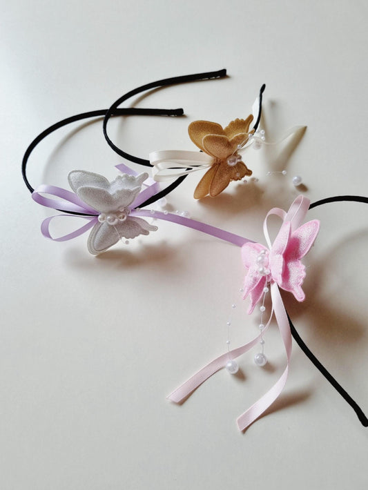 Elegant Handmade Butterfly Hanbok Hairband– Fusion Style Korean traditional beauty hair fashion korean idol pastel headband [with Pinkluvme]