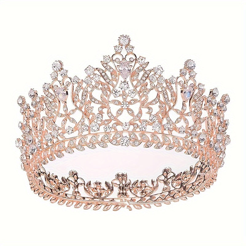 Full Round Imitation Crystal Queen Crown Rhinestone Bride Crown Headband Grand Ball Wedding Hair Accessories