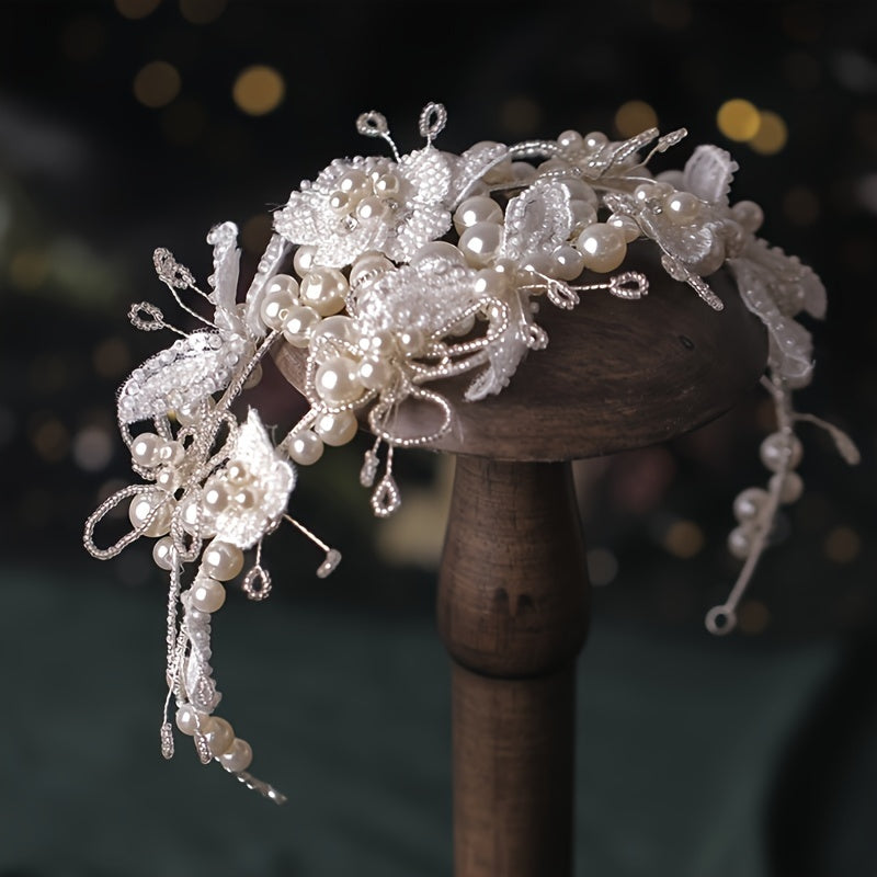 1PC Luxury Faux Pearl Headband Tiara Women Party Headwear Wedding Hairband Headband Bridal Wedding Hair Accessories Jewelry Headband Tiara Gift