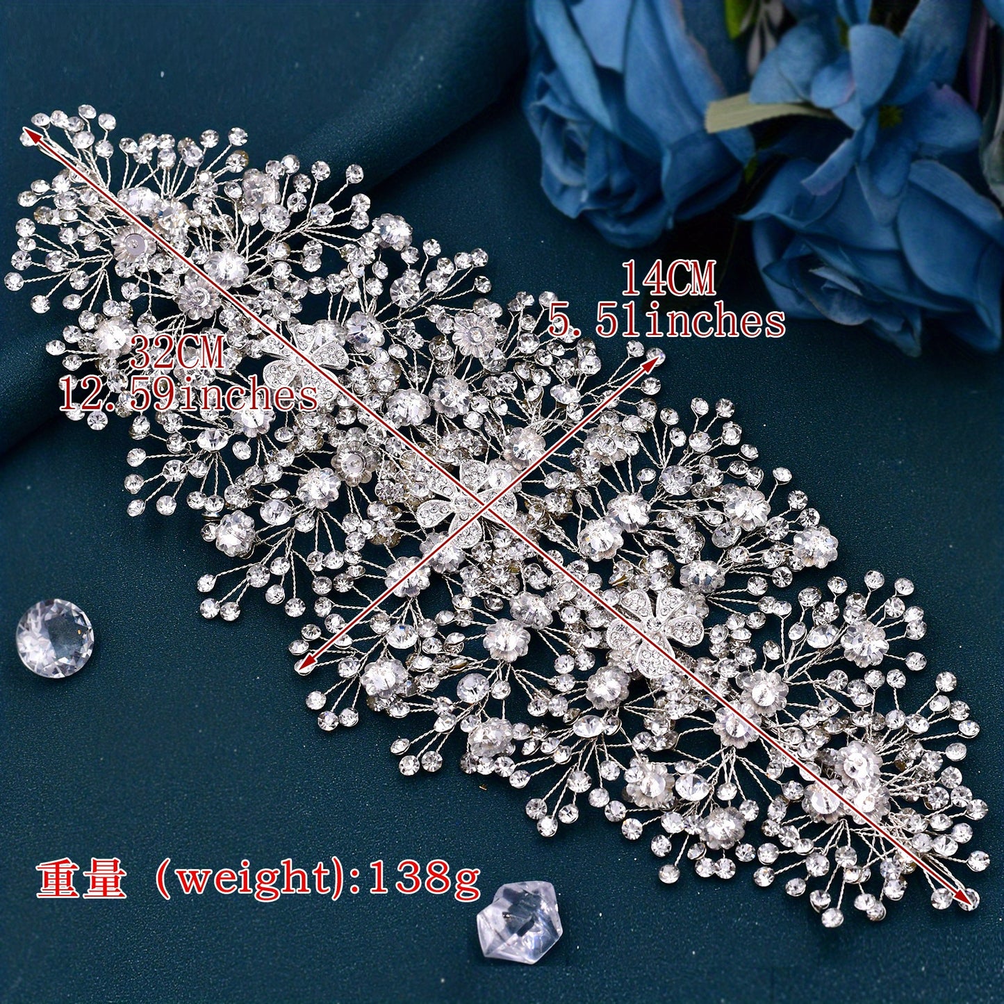 European and American cross-border rhinestone handmade rhinestone silver alloy hair accessories hairband ornaments accessories for brides