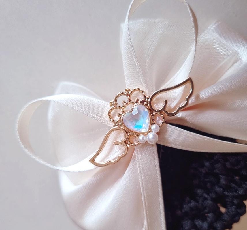 Girl Woman Ribbon Bow Hair Net Clip Set of 2 [with Pinkluvme]