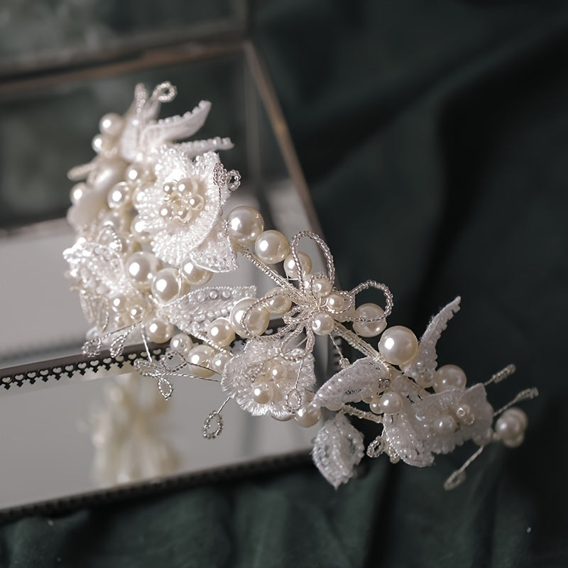 1PC Luxury Faux Pearl Headband Tiara Women Party Headwear Wedding Hairband Headband Bridal Wedding Hair Accessories Jewelry Headband Tiara Gift