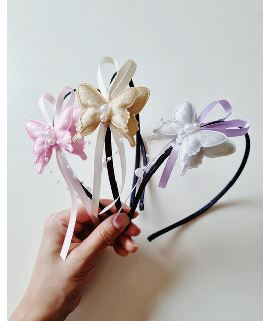 Elegant Handmade Butterfly Hanbok Hairband– Fusion Style Korean traditional beauty hair fashion korean idol pastel headband [with Pinkluvme]