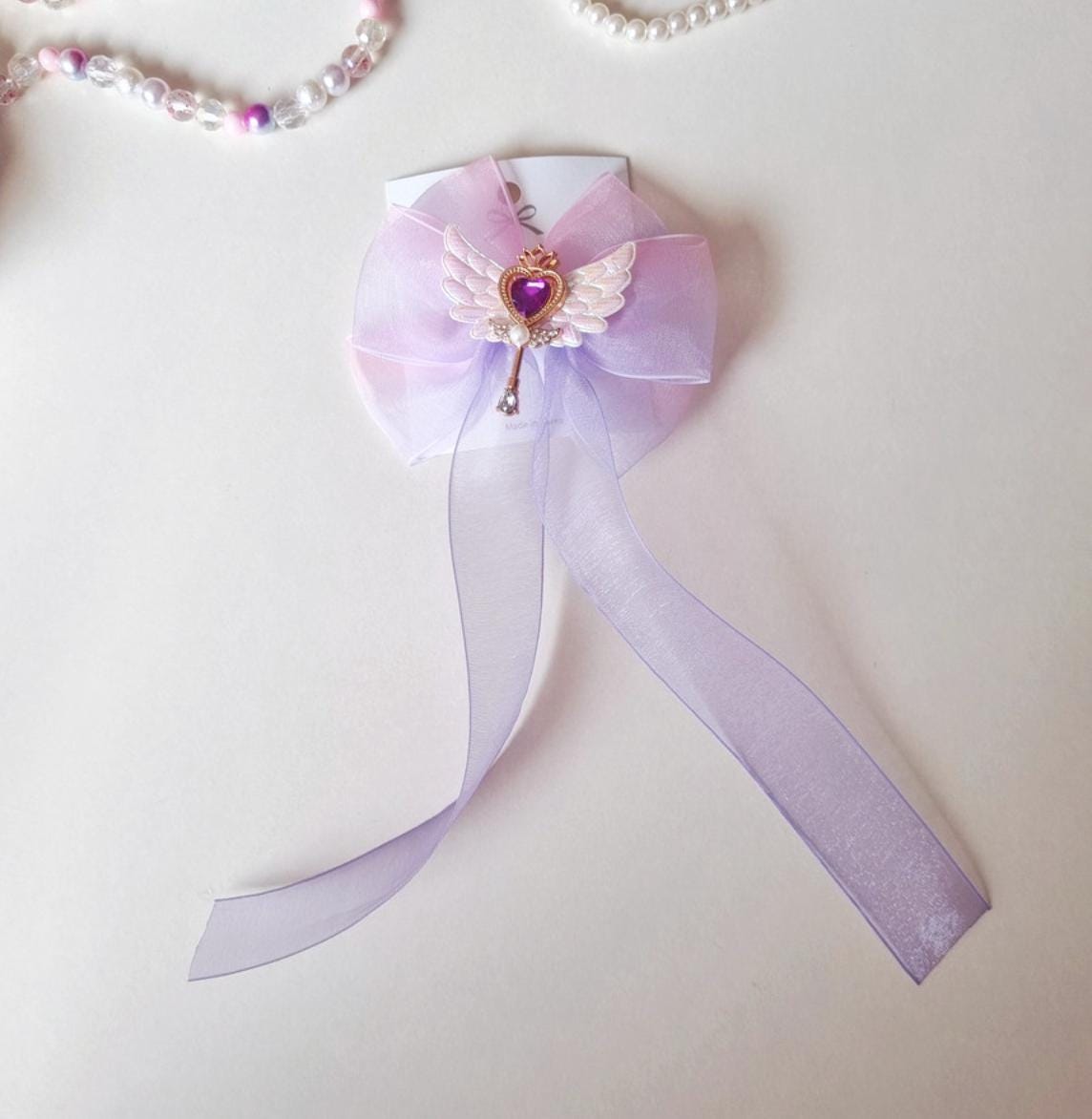 Handmade Gradient Chiffon Ribbon Bow Hairpin Photoshoot Prop Halloween Princess Formal Event Hair Clip Birthday Gift Niece [with Pinkluvme]