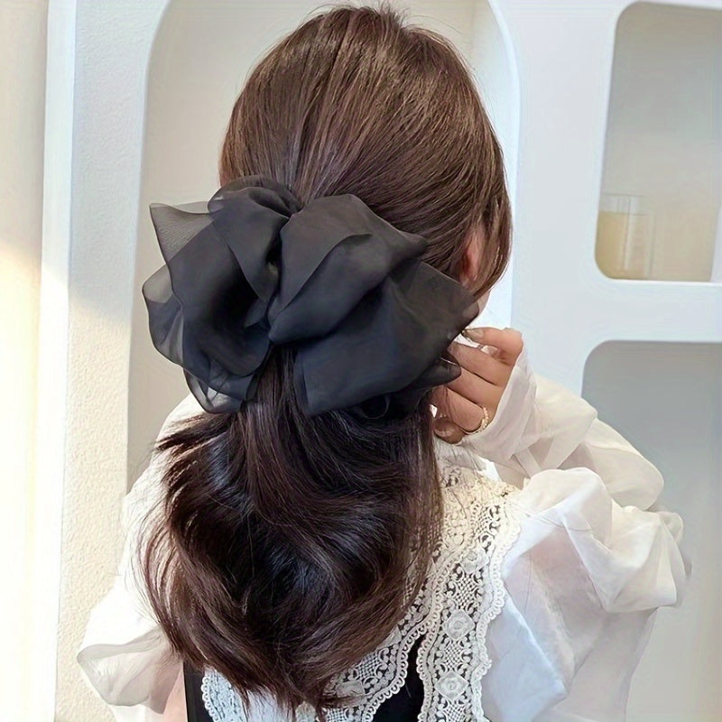 Elegant 4pcs Set Of Large Bow Hair Clips - Silky Yarn Flower Barrettes For Women & Girls, Perfect For Ponytails & Updos Hair Accessories For Women Hair Ties For Women
