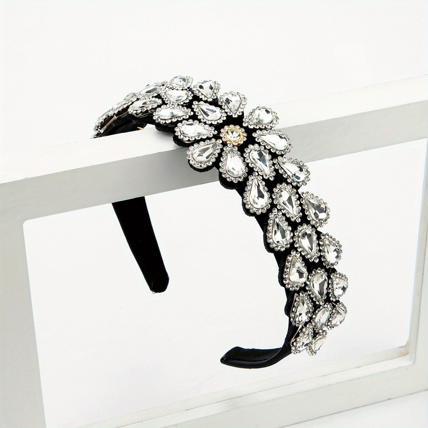 Crystal Rhinestone Handmade Headband Female Baroque Retro Wide-Brimmed Headband Hair Accessories