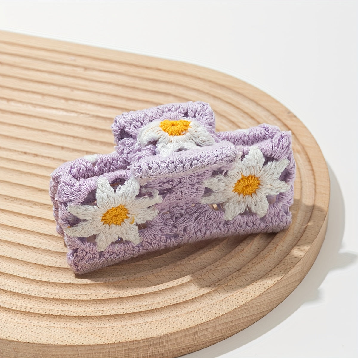 Handmade Crochet Floral Plush Hair Claw – Big Soft Flower Clip