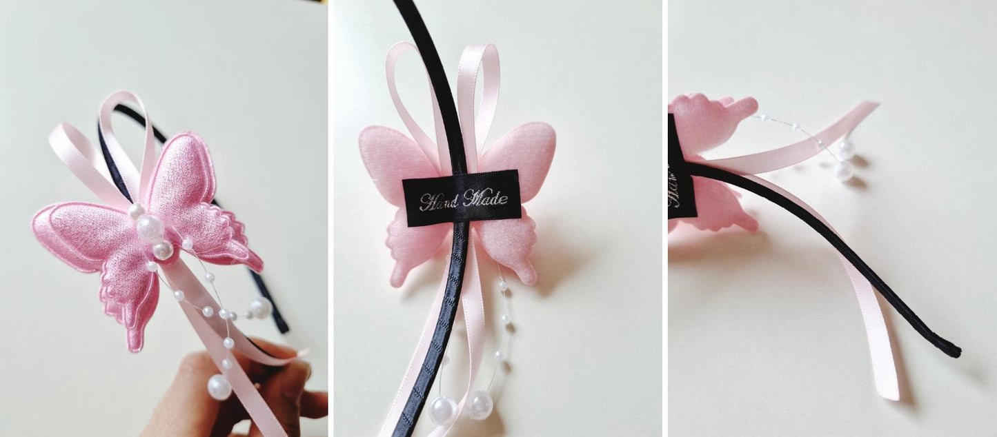Elegant Handmade Butterfly Hanbok Hairband– Fusion Style Korean traditional beauty hair fashion korean idol pastel headband [with Pinkluvme]