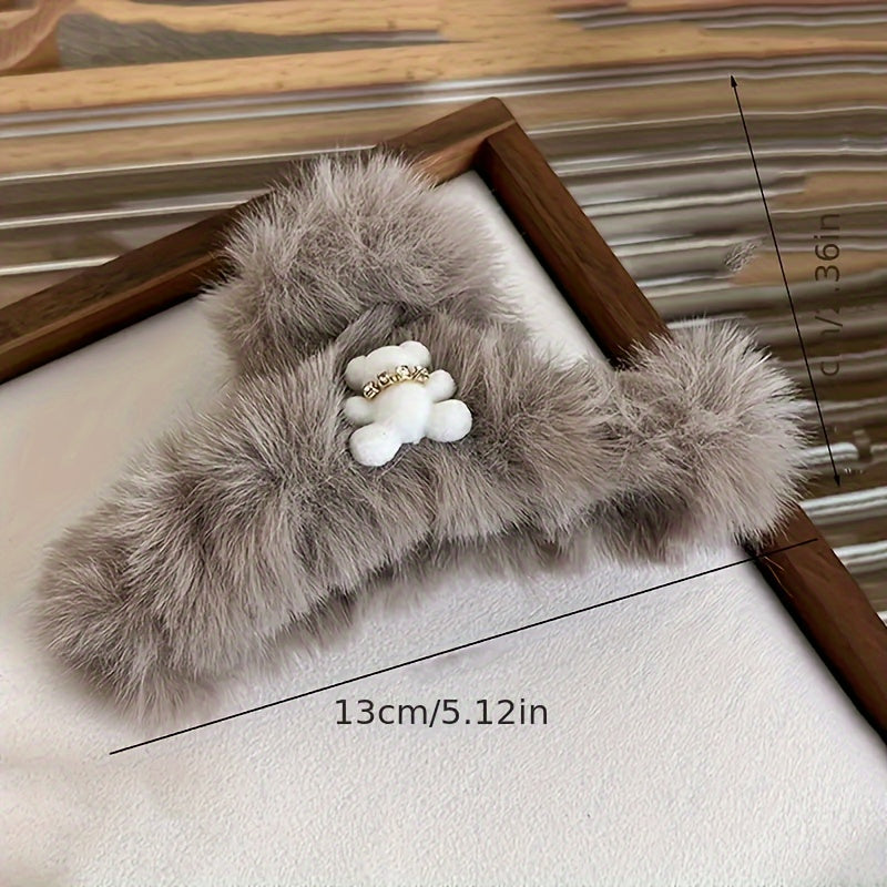 1/2/3pcs Plush Cute Bear Hair Clip Headwear Hair Accessories For Girls