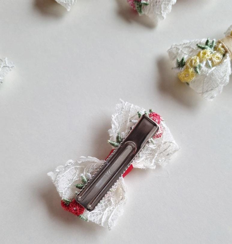 Spring Lace Floral Ribbon Flower Bow Hair Pin [with Pinkluvme]