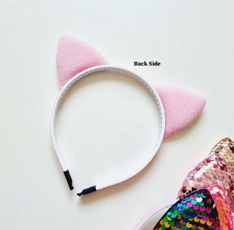 Girl Toddler Pet Sparkly Cat Ear Headband – Sequin & Glitter Free Pearl Headband – Kids’ Comfortable Hairband Halloween [with Pinkluvme]