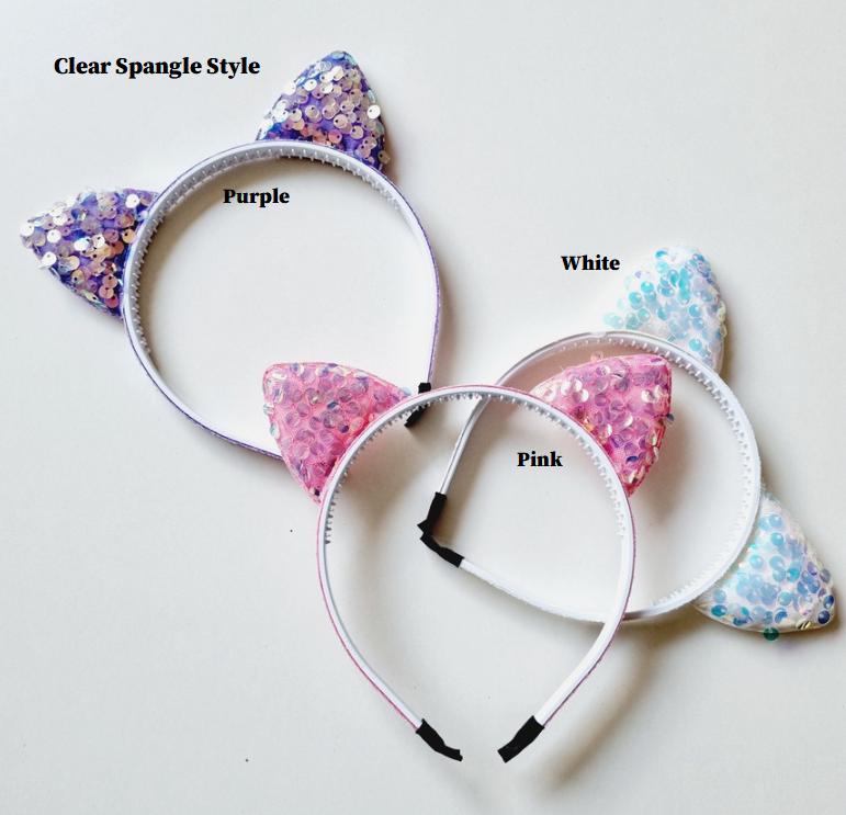 Girl Toddler Pet Sparkly Cat Ear Headband – Sequin & Glitter Free Pearl Headband – Kids’ Comfortable Hairband Halloween [with Pinkluvme]
