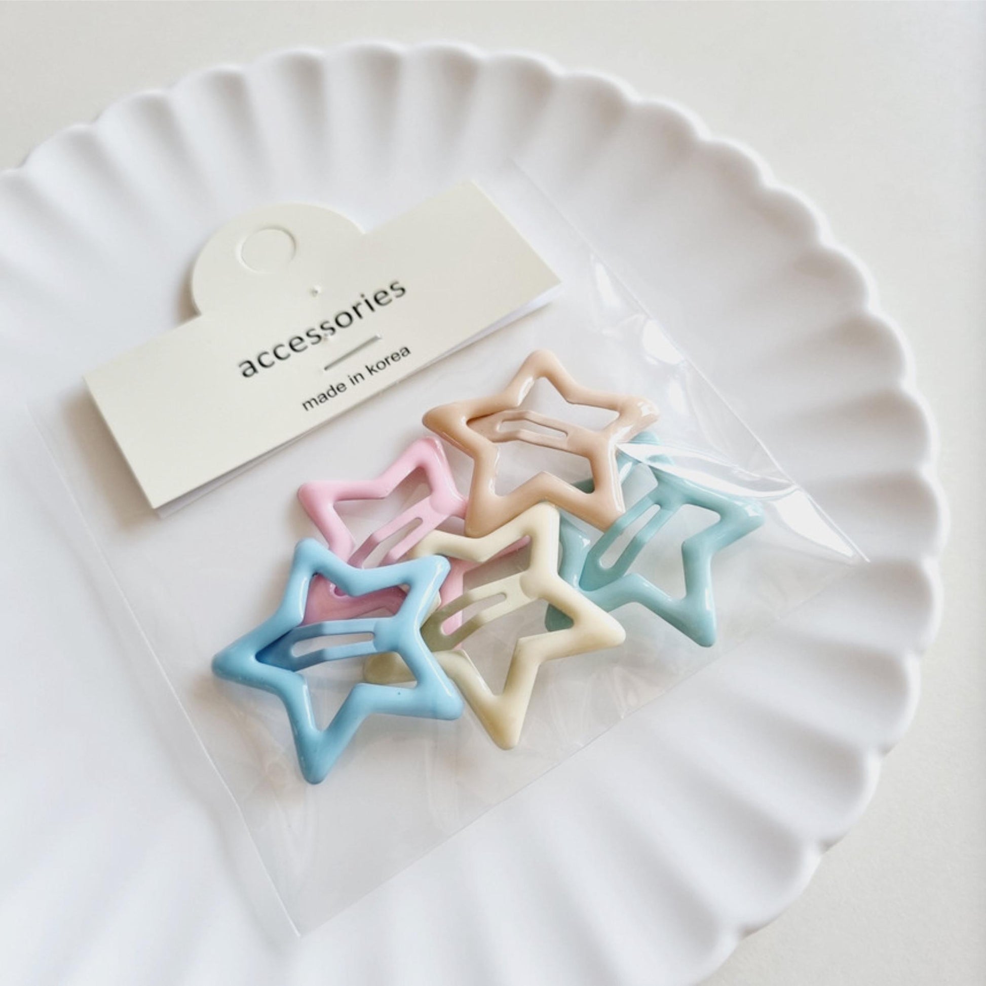 Starburst Hair Clip Set of 5 • Rainbow / Pastel / Monotone Matte / Monotone Glossy Made in South Korea Girl Daily Snap Clip [with Pinkluvme]