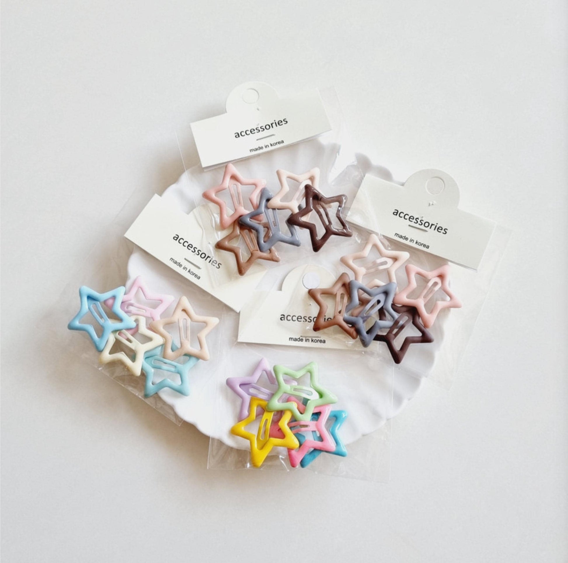 Starburst Hair Clip Set of 5 • Rainbow / Pastel / Monotone Matte / Monotone Glossy Made in South Korea Girl Daily Snap Clip [with Pinkluvme]