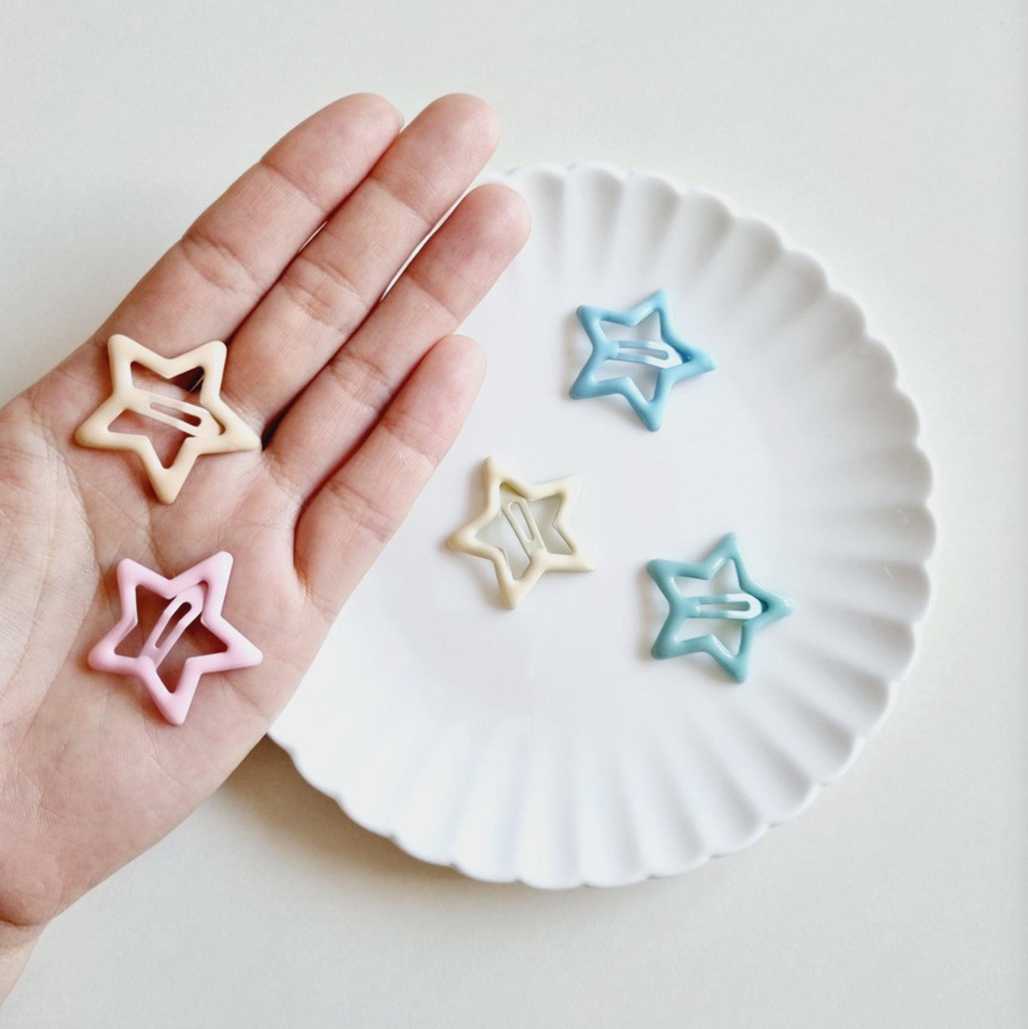 Starburst Hair Clip Set of 5 • Rainbow / Pastel / Monotone Matte / Monotone Glossy Made in South Korea Girl Daily Snap Clip [with Pinkluvme]