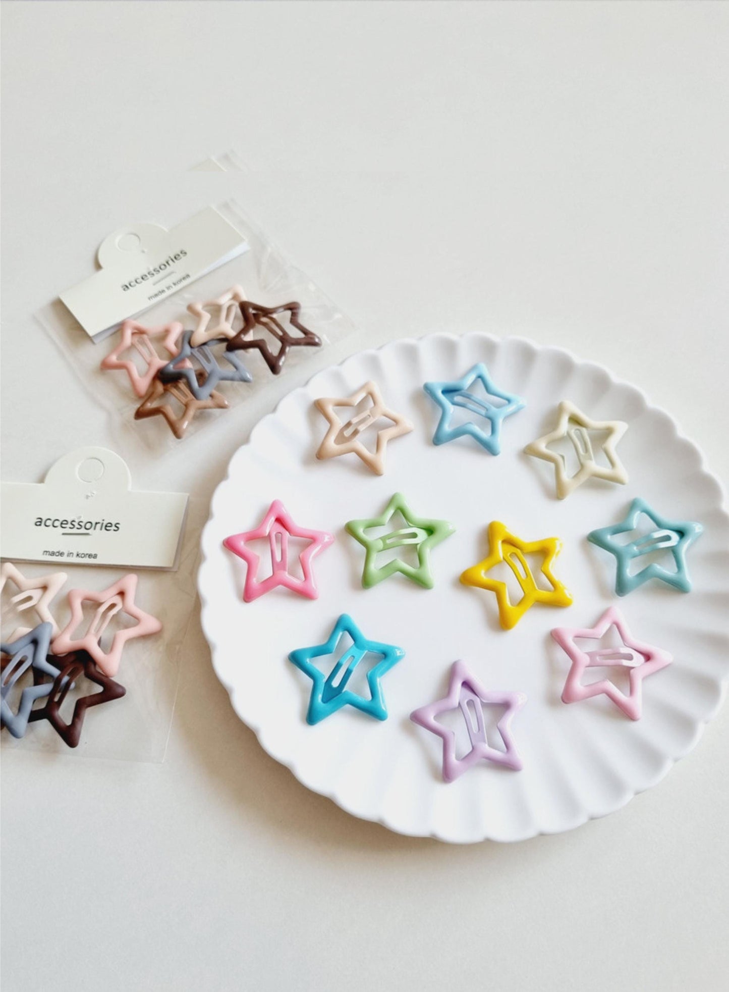 Starburst Hair Clip Set of 5 • Rainbow / Pastel / Monotone Matte / Monotone Glossy Made in South Korea Girl Daily Snap Clip [with Pinkluvme]