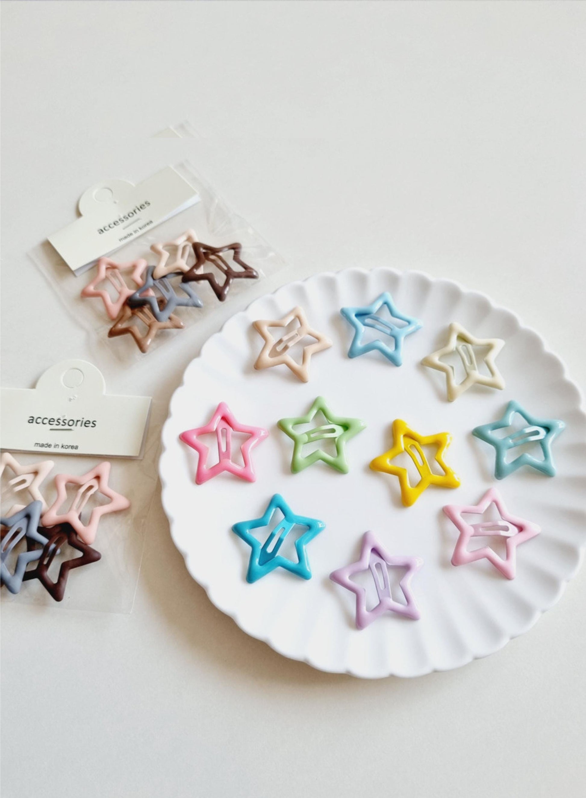 Starburst Hair Clip Set of 5 • Rainbow / Pastel / Monotone Matte / Monotone Glossy Made in South Korea Girl Daily Snap Clip [with Pinkluvme]