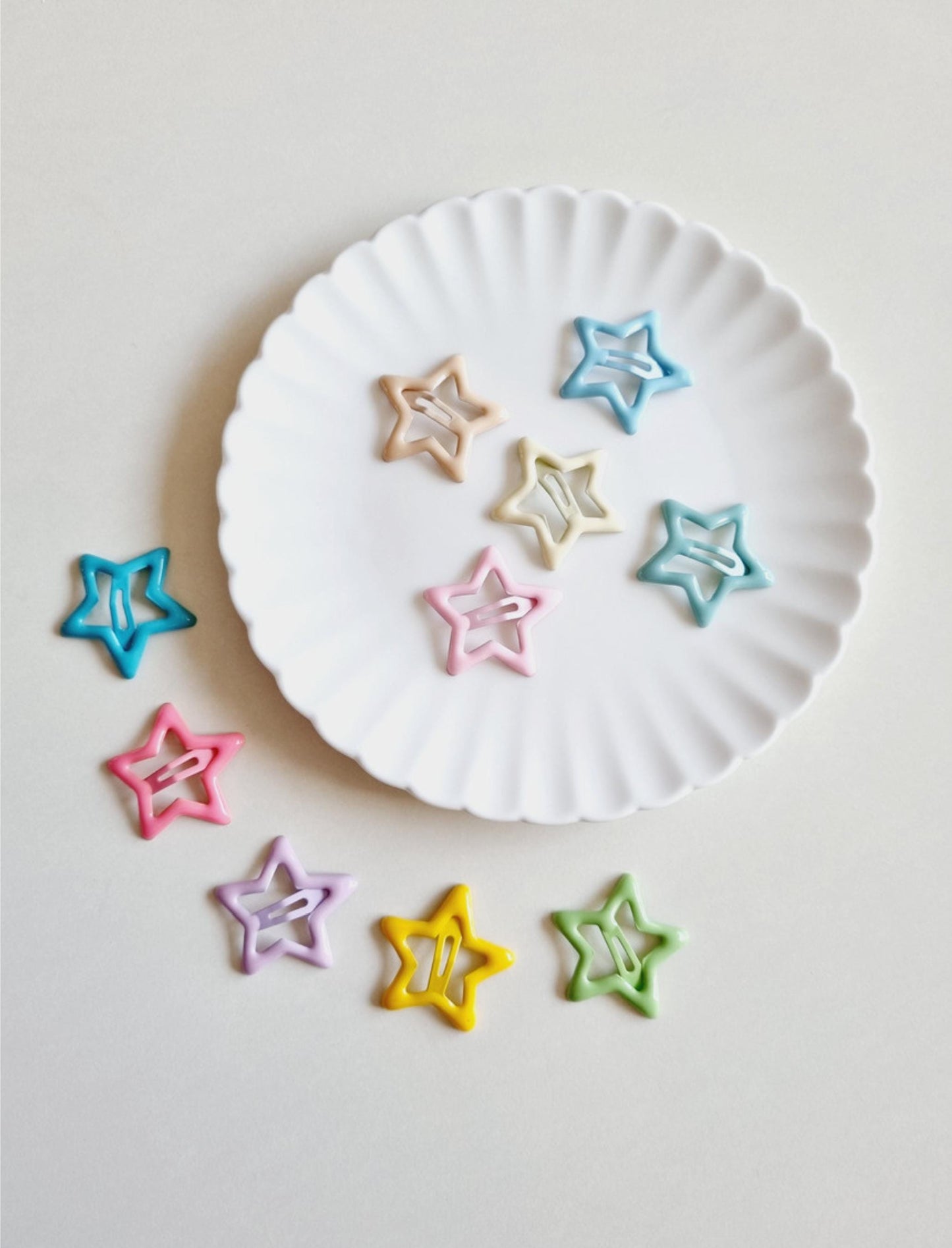 Starburst Hair Clip Set of 5 • Rainbow / Pastel / Monotone Matte / Monotone Glossy Made in South Korea Girl Daily Snap Clip [with Pinkluvme]