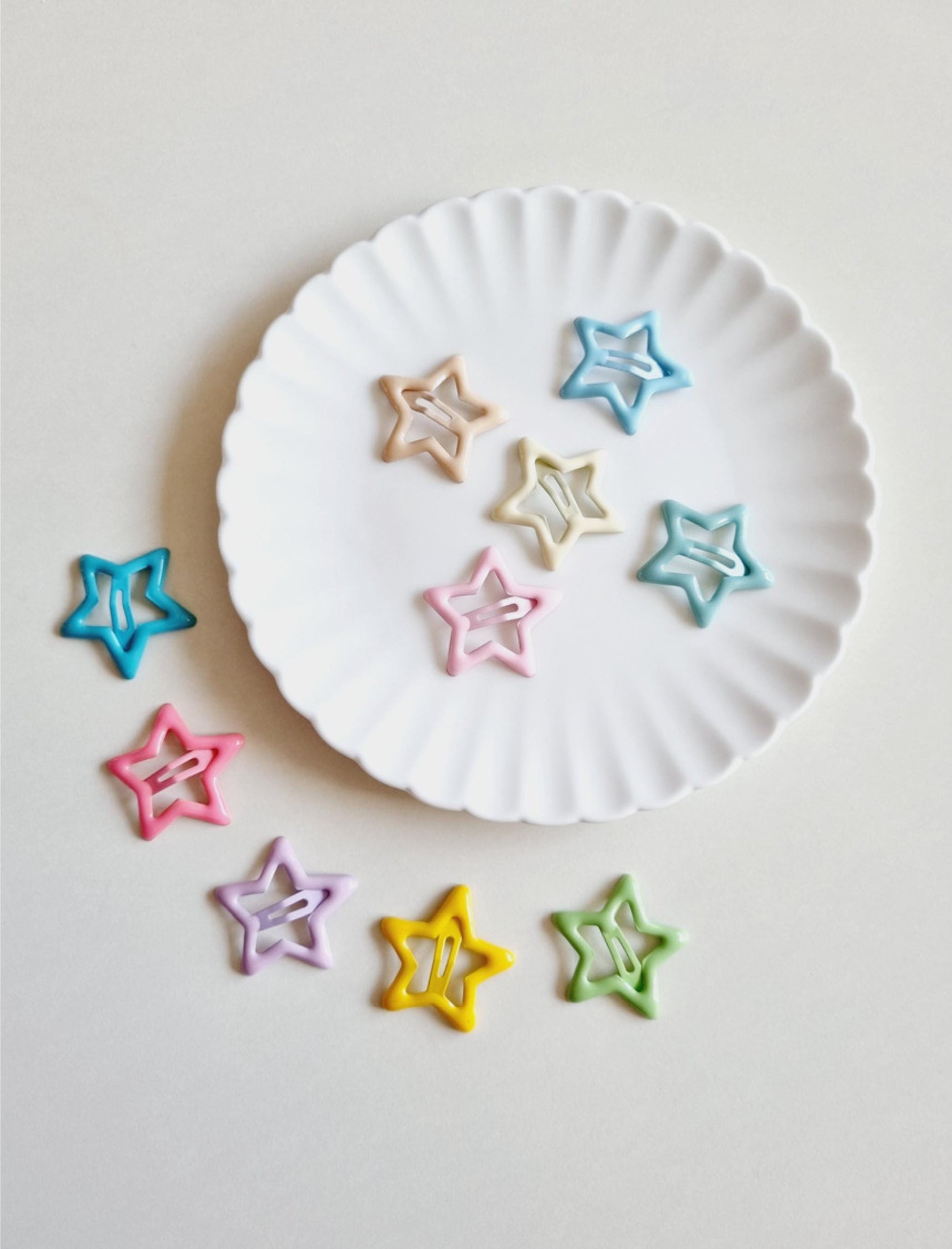 Starburst Hair Clip Set of 5 • Rainbow / Pastel / Monotone Matte / Monotone Glossy Made in South Korea Girl Daily Snap Clip [with Pinkluvme]