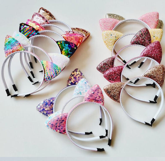Girl Toddler Pet Sparkly Cat Ear Headband – Sequin & Glitter Free Pearl Headband – Kids’ Comfortable Hairband Halloween [with Pinkluvme]