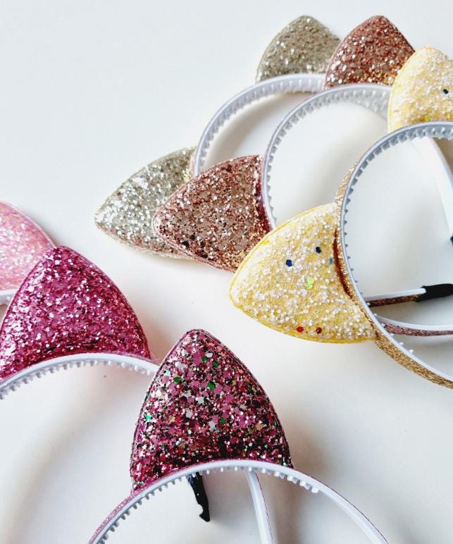 Girl Toddler Pet Sparkly Cat Ear Headband – Sequin & Glitter Free Pearl Headband – Kids’ Comfortable Hairband Halloween [with Pinkluvme]