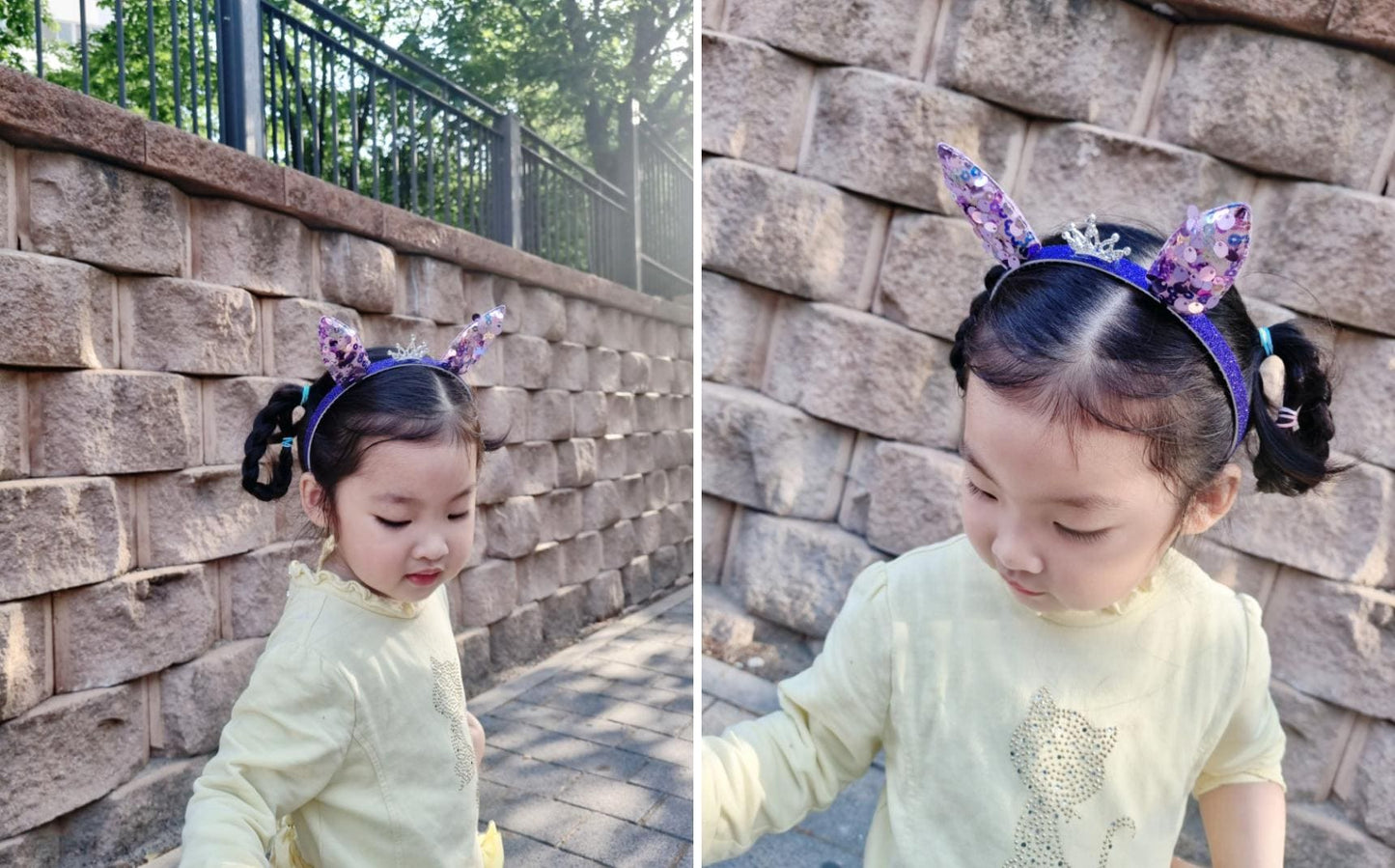 Sparkle Bunny Tiara Headband Handcrafted Peach purple pink rainbow sequin glitter band photoshoot cosplay kpop idol party [with Pinkluvme]