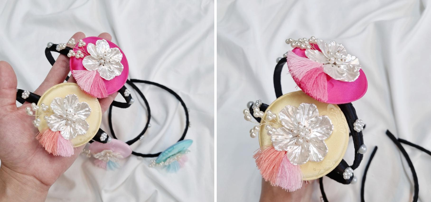 Mother-of-Pearl Style Blossom Hanbok Headband Korean traditional chuseok seollal Kpop photoshoot doljanchi newborn birthday [with Pinkluvme]