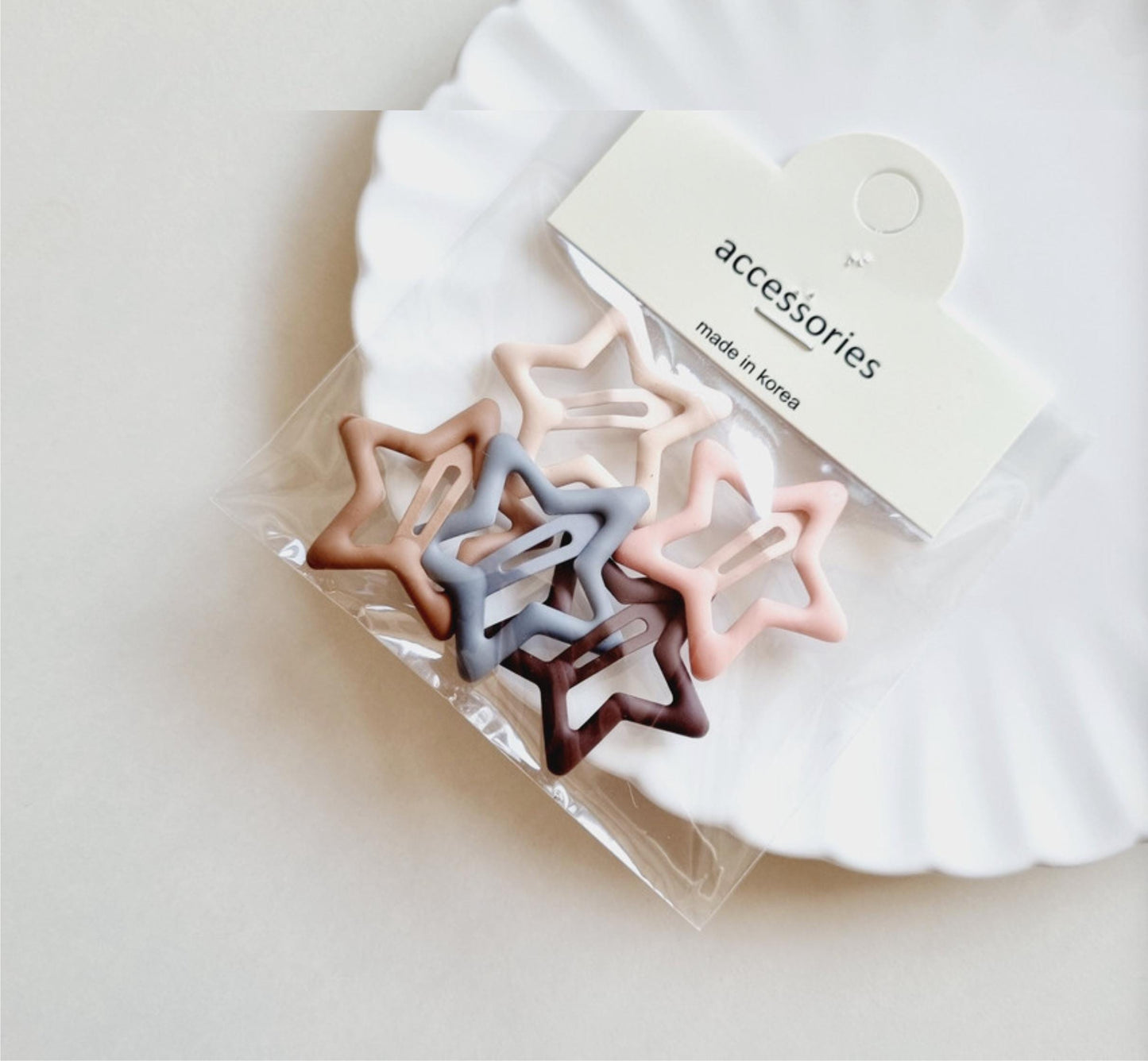 Starburst Hair Clip Set of 5 • Rainbow / Pastel / Monotone Matte / Monotone Glossy Made in South Korea Girl Daily Snap Clip [with Pinkluvme]