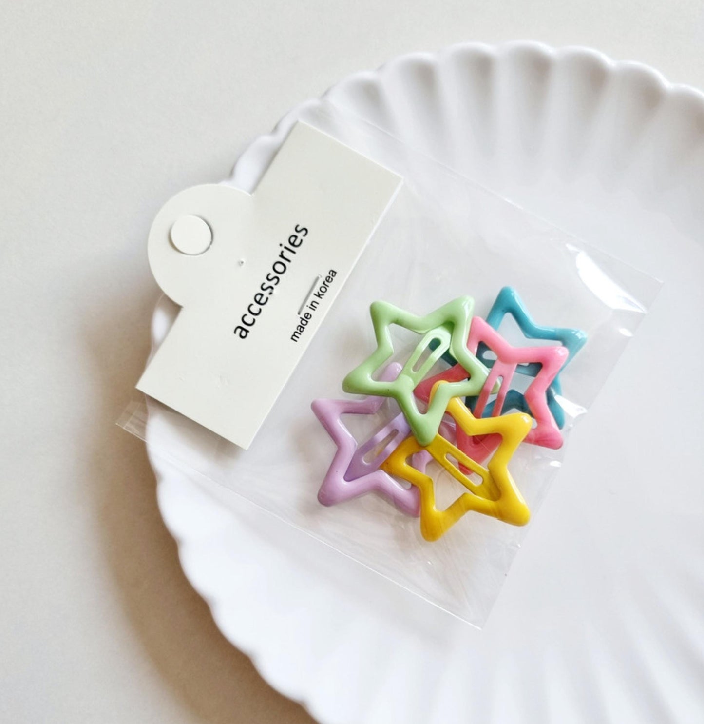 Starburst Hair Clip Set of 5 • Rainbow / Pastel / Monotone Matte / Monotone Glossy Made in South Korea Girl Daily Snap Clip [with Pinkluvme]