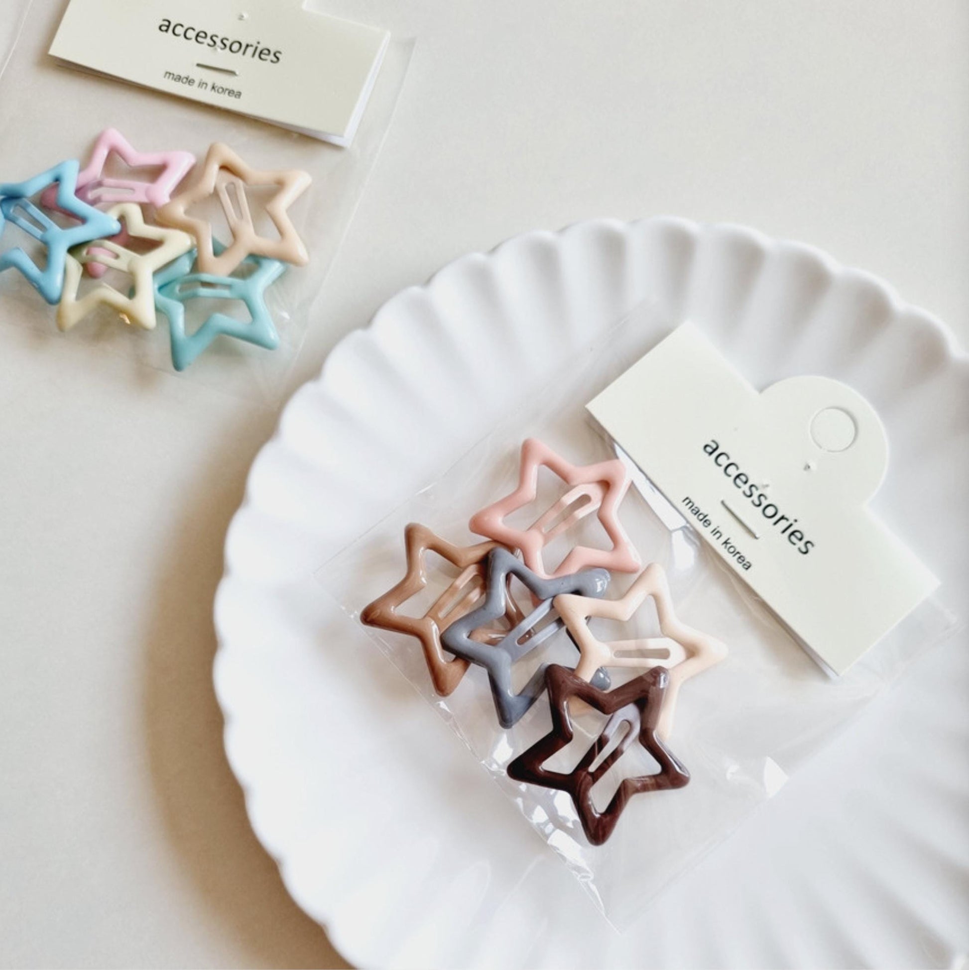Starburst Hair Clip Set of 5 • Rainbow / Pastel / Monotone Matte / Monotone Glossy Made in South Korea Girl Daily Snap Clip [with Pinkluvme]