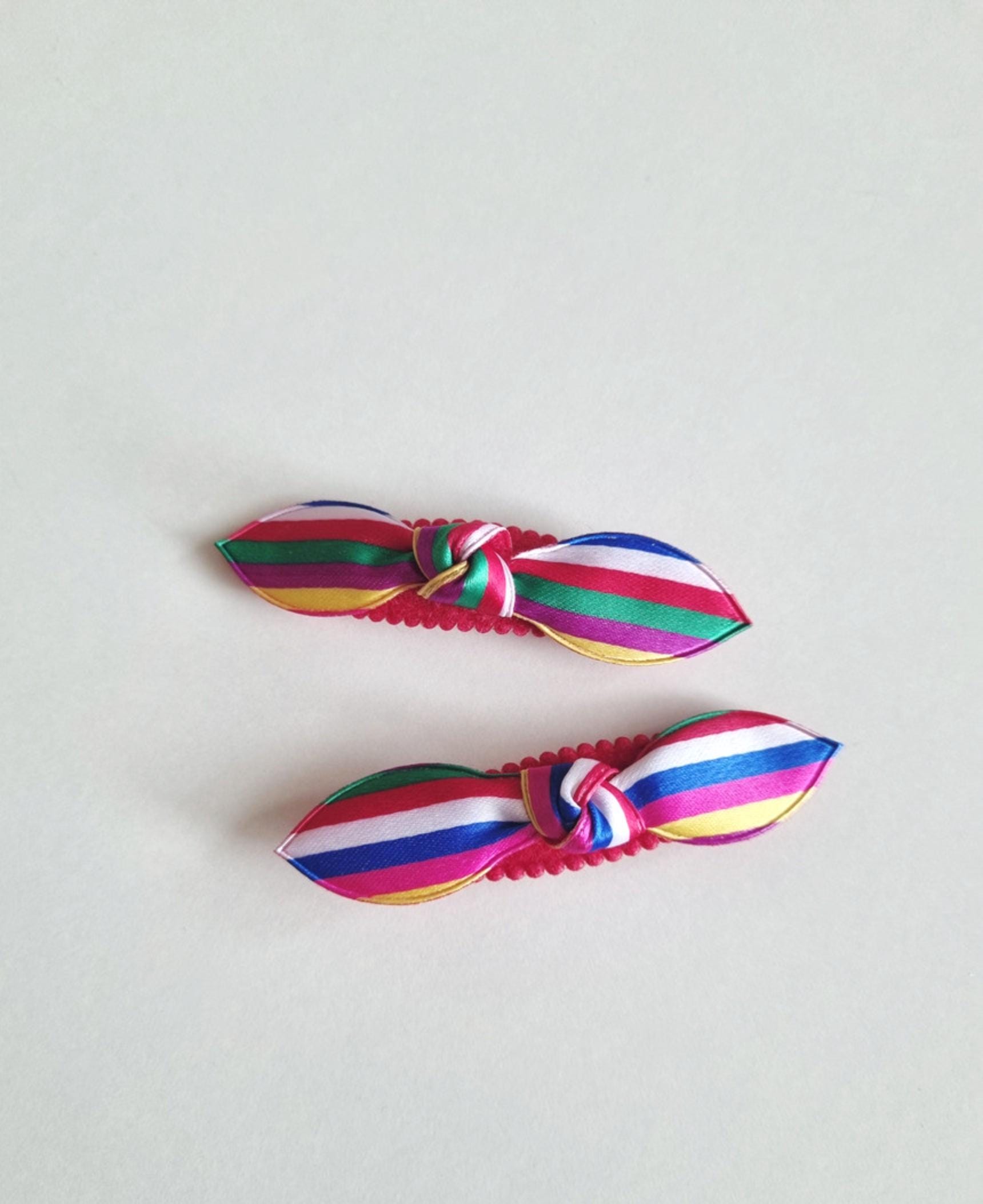 Korean Saekdong Hair Clip Set 2 pcs Lightweight Hanbok Ribbon Pin limited supplies cannot restock 3 types Kpop pigtail [with Pinkluvme]