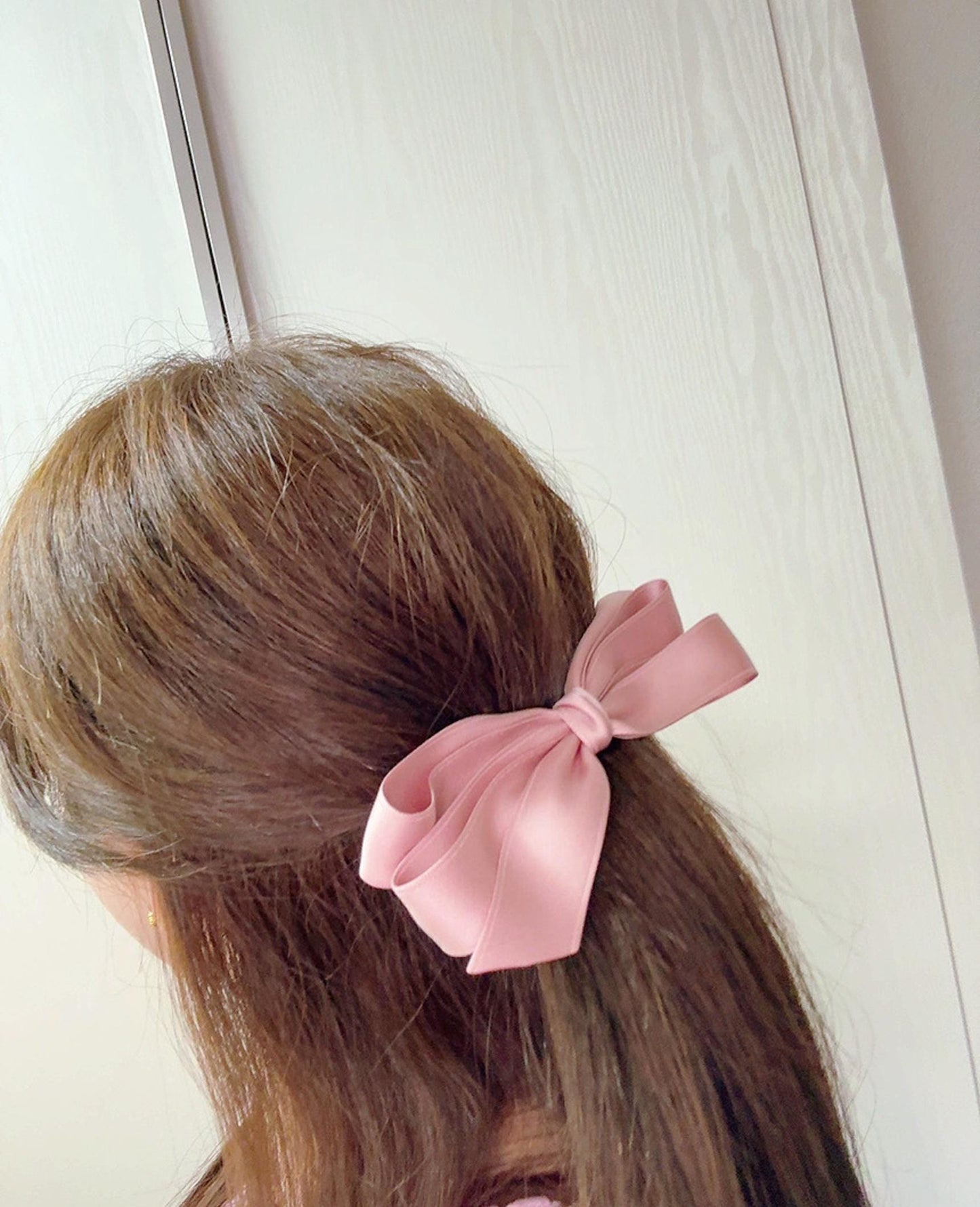Classic Satin Bow Hair Barrette Medium & Large Sizes available in 6 colors Handmade in Korea 15 yrs experience mom and girl [with Pinkluvme]